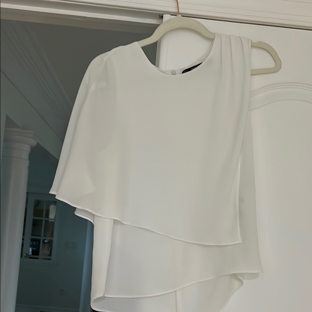 Zara size S Elegant White Layered Blouse like new
